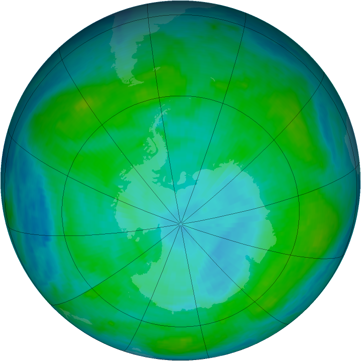 Antarctic ozone map for 26 January 1987